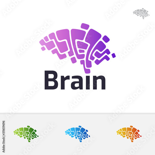 Brain logo, Human head Icon, Creative mind vector illustration, Smart technology symbol, Think idea logo concept, Brain storm power logo, Imagine people, education and science icons
