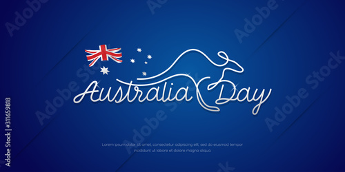Happy Australia Day Celebration poster or banner Background with flag