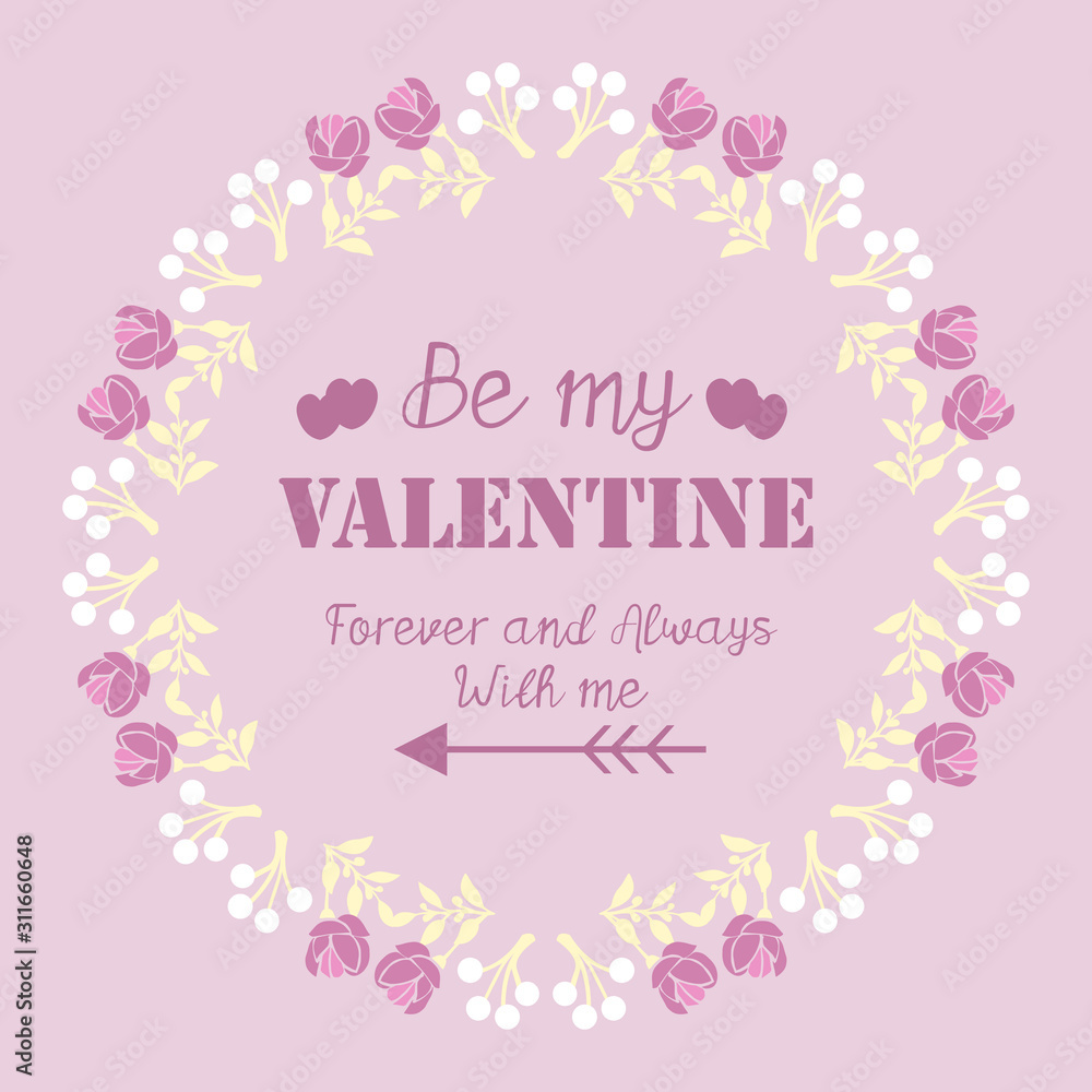 Cute decoration of pink and white flower frame for happy valentine unique invitation card design. Vector Cute decoration of pink and white flower frame for happy valentine unique invitation card design. Vector