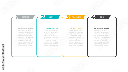 Business Infographic template. Thin line label. Vector design with icons and 4 options or steps.