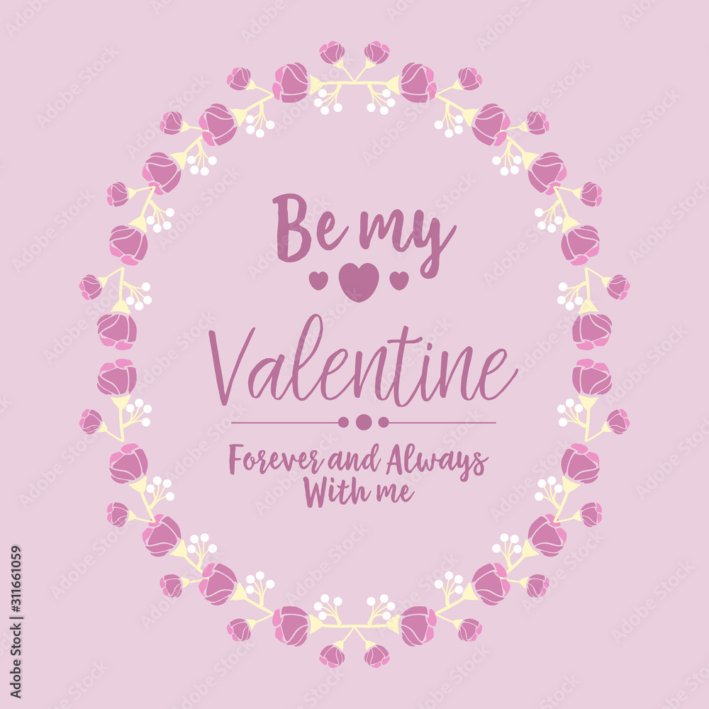 Romantic Happy valentine invitation card, with beautiful pink and white flower frame. Vector Romantic Happy valentine invitation card, with beautiful pink and white flower frame. Vector