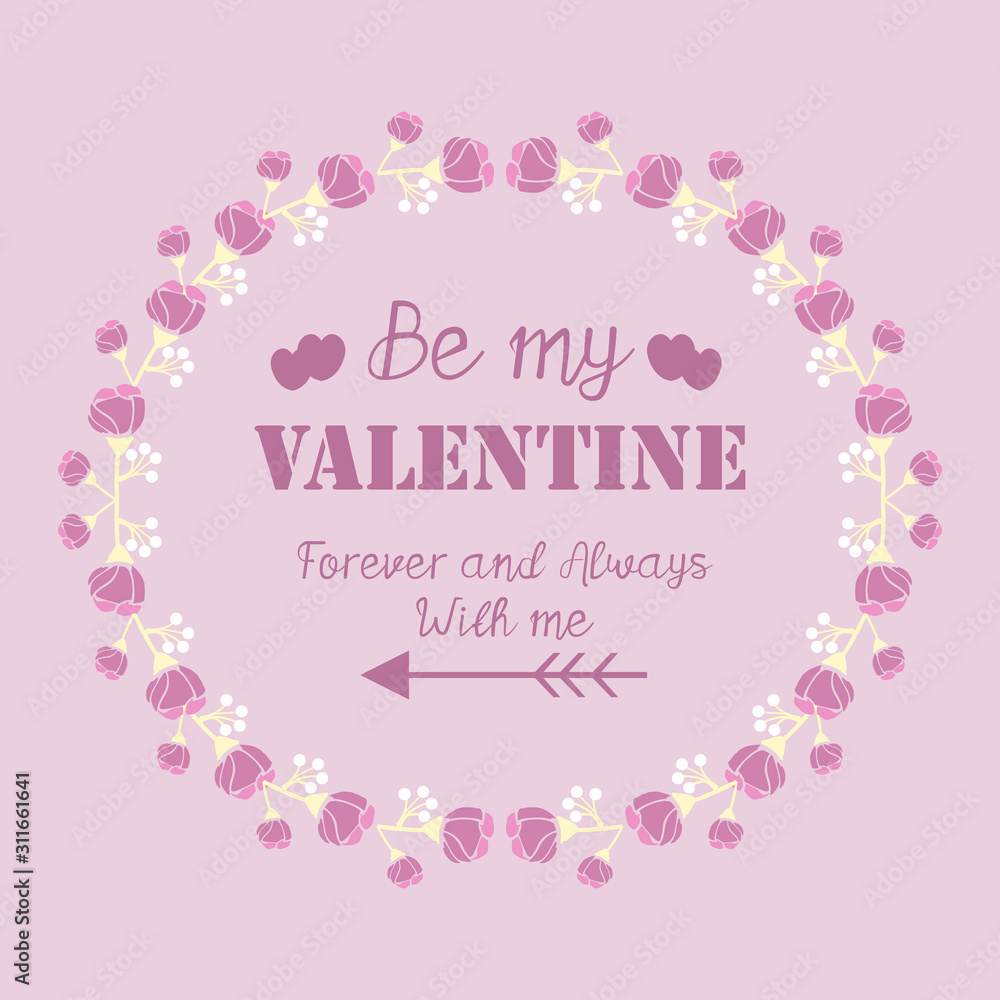 Happy valentine seamless cards, with pink and white wreath frame design template. Vector