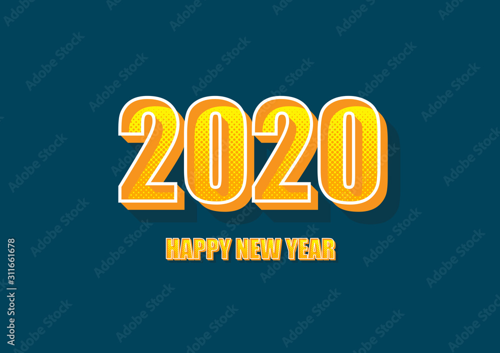 Happy new year 2020 with comic text style Happy new year 2020 with comic text style