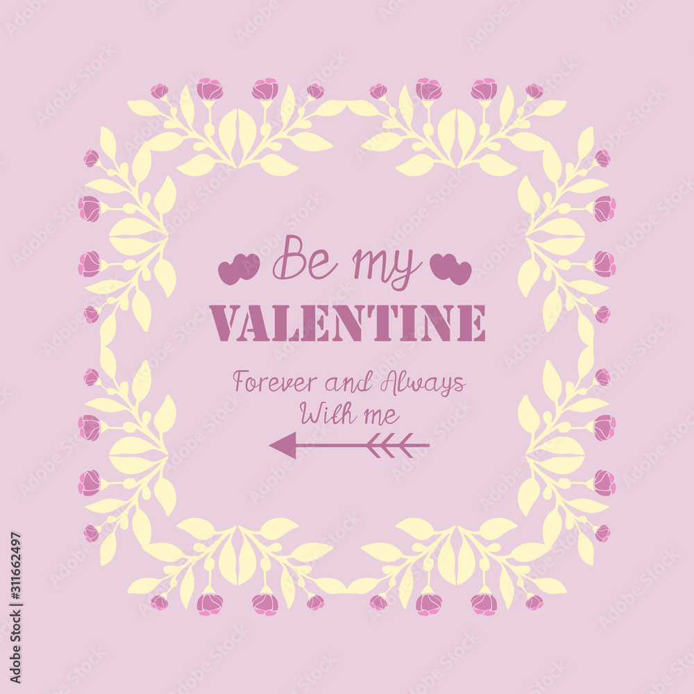 Cute pink and white floral frame, for happy valentine ornate cards. Vector