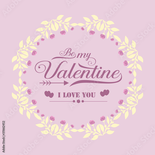 Cute pink and white floral frame, for happy valentine ornate cards. Vector