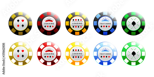 Colorful vector casino chips for icon or simple logo