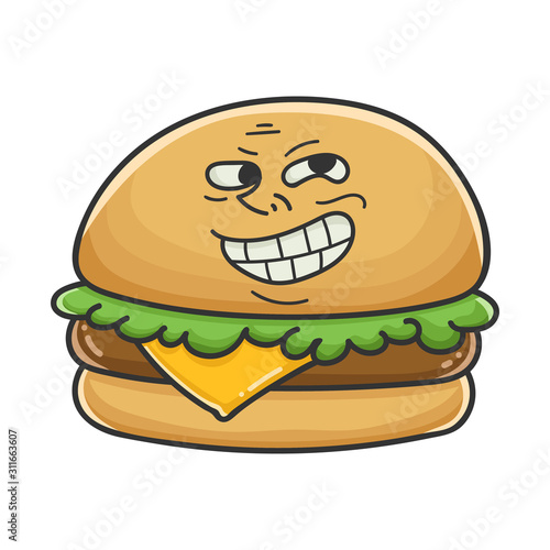 Trolling meme cheese burger cartoon illustration