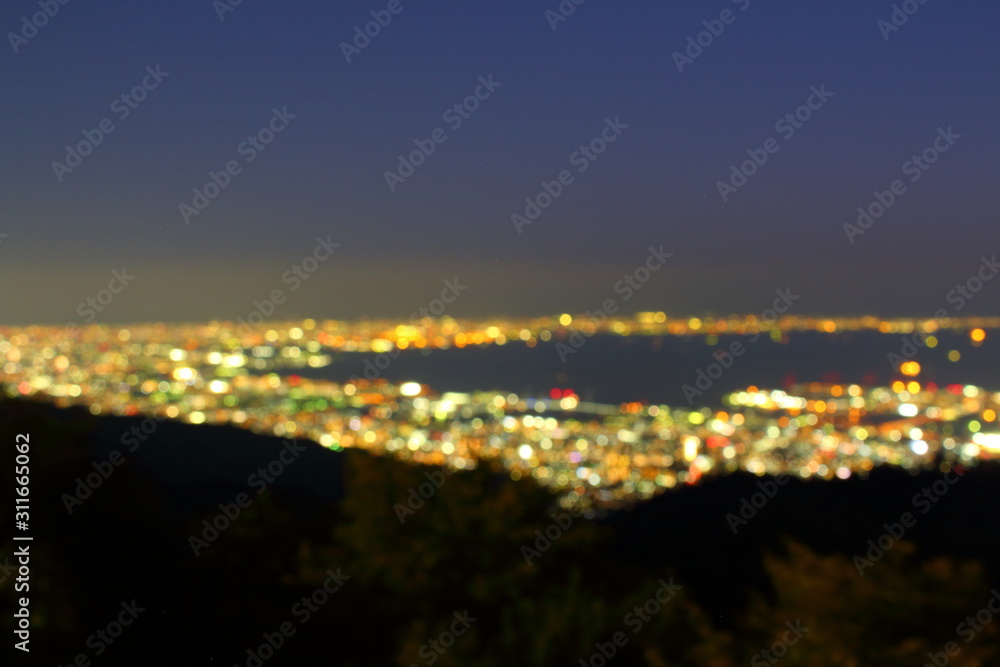 日本三大夜景 神戸夜景 六甲山山頂から ピンボケ 日本三大夜景 神戸夜景 六甲山山頂から ピンボケ