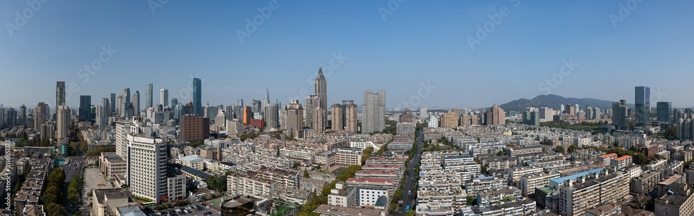 Panoramic view of skyline of Nanjing city