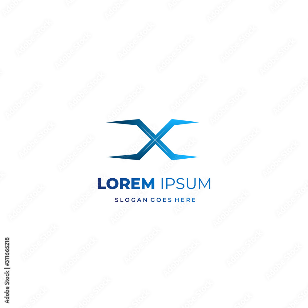 Technology logo letter X initial shape for start up and company business branding or redesign. Monoline vector style EPS 10