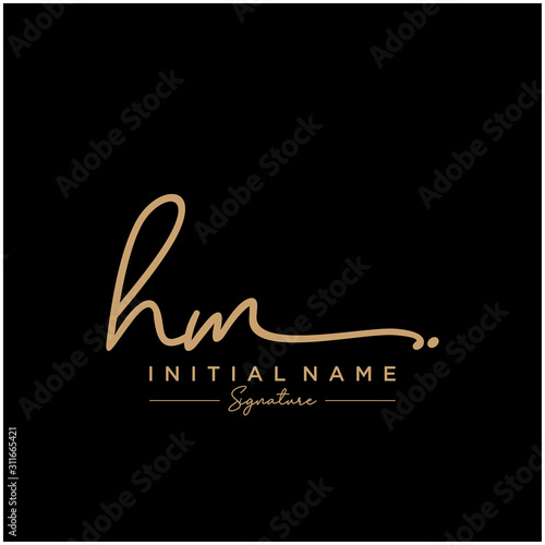 Letter HM Signature Logo Template Vector