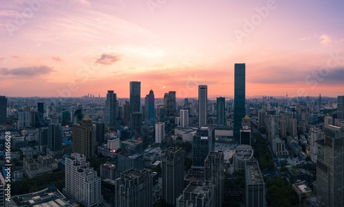 Fototapeta Naklejka Na Ścianę i Meble -  Skyline of Nanjing City at Sunset