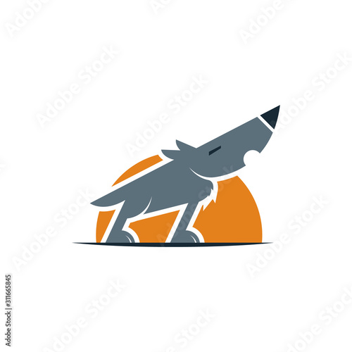 Vector Howling Wolf Logo Illustration