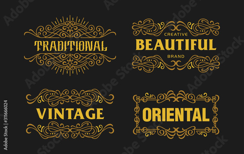 Vintage Swirl Ornament Minimalism Line Art Ornament Frame Classic Decorative Graphic Element