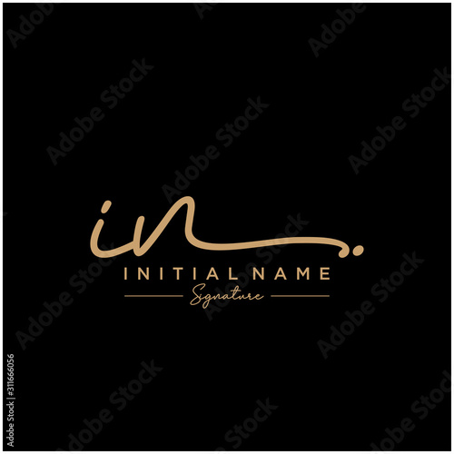 Letter IN Signature Logo Template Vector