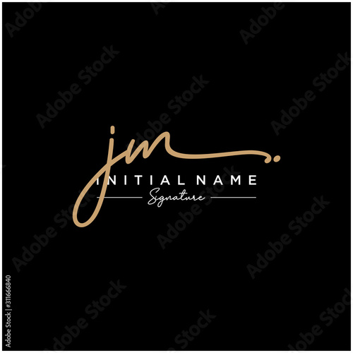 Letter JM Signature Logo Template Vector