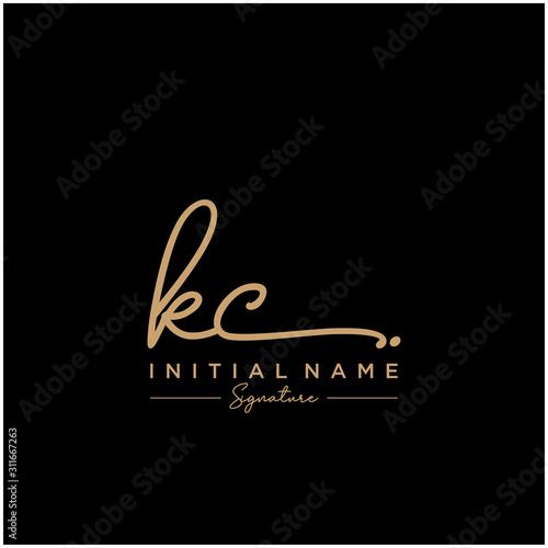 Letter KC Signature Logo Template Vector