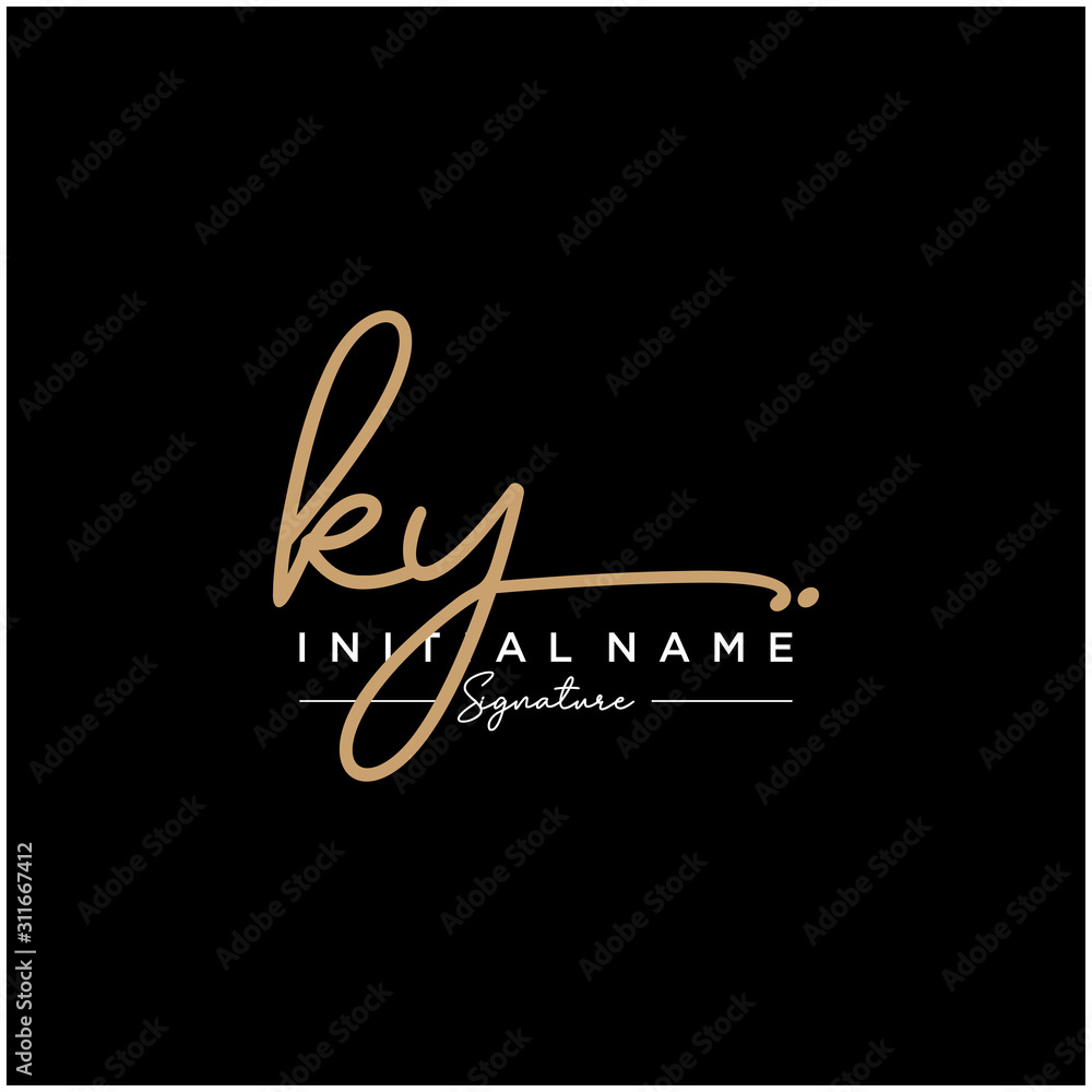 Letter KY Signature Logo Template Vector