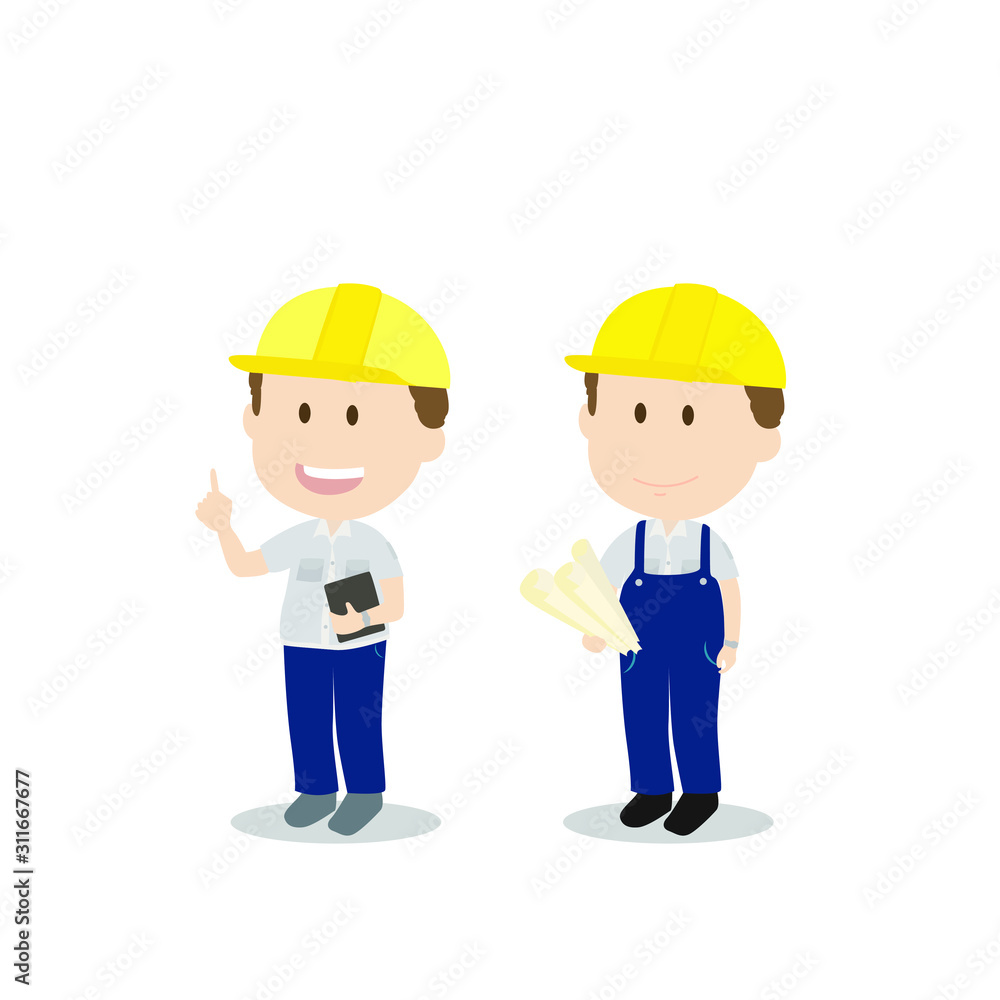Two construction engineer worker. Two construction engineer worker.