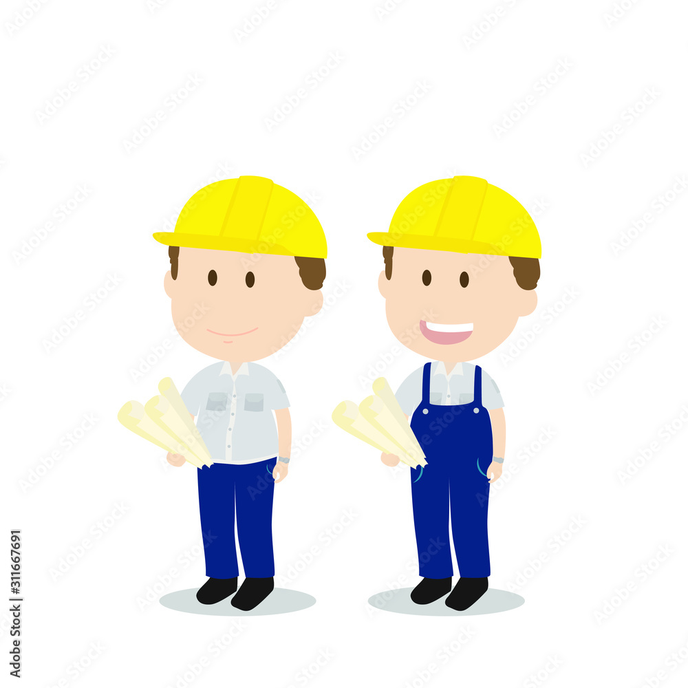 Two construction engineer worker. Two construction engineer worker.
