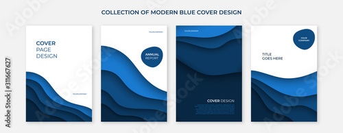 Foto Collection of curved shape paper cut style for cover design template