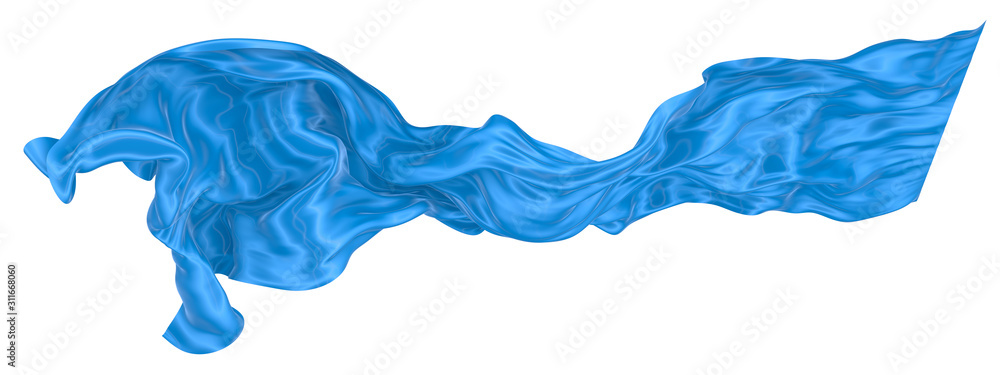Plakat Abstract background of blue wavy silk or satin. 3d rendering image.