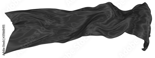 Abstract background of black wavy silk or satin. 3d rendering image.