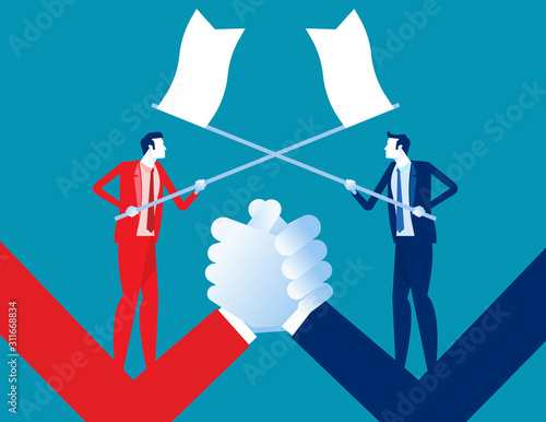 Business conflict. Concept business war vector illustration, Fighting, Flat business cartoon design.