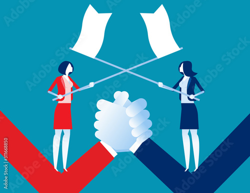 Business conflict. Concept business war vector illustration, Fighting, Flat business cartoon design.