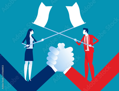 Business conflict. Concept business war vector illustration, Fighting, Flat business cartoon design.