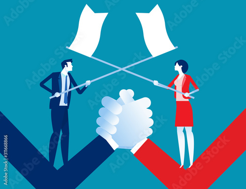 Business conflict. Concept business war vector illustration, Fighting, Flat business cartoon design.
