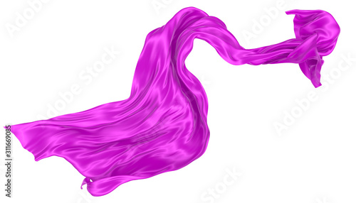 Abstract background of magenta wavy silk or satin. 3d rendering image.