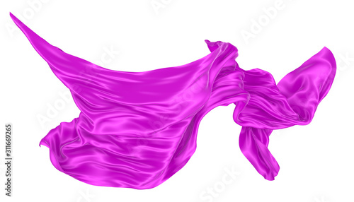 Abstract background of magenta wavy silk or satin. 3d rendering image.