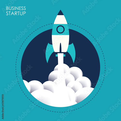 Business project startup design with blue color theme