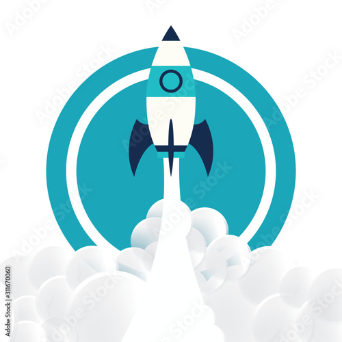 Business project startup design with blue color theme