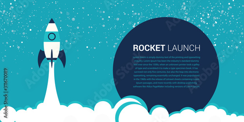Flat design concept of startup, launch product or service. Vector illustration for website banner