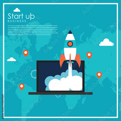 Startup business design concept with rocket © Apugraphics