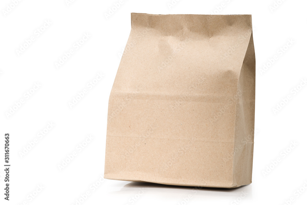Natural brown paper bag on white background with clipping path. Natural brown paper bag on white background with clipping path.