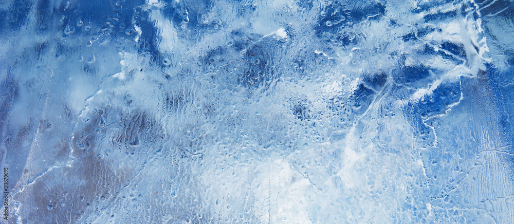 Ice background. The frozen texture of the water - obrazy, fototapety, plakaty 