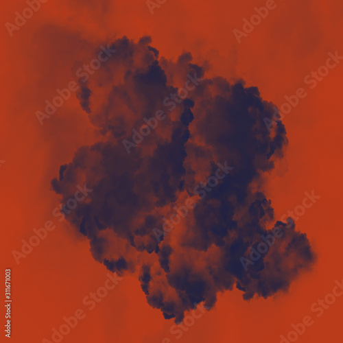 Explosion smoke on isolated background.Trendy duotone effect. Abstract color toning gradient texture for design,banner,cover and flyer. Stock illustration.