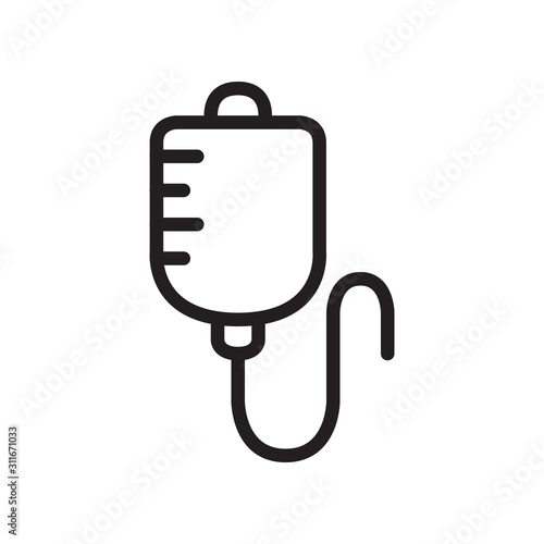 Infuse, blood bag icon in trendy outline style design. Vector graphic illustration. Blood transfusion icon for website design, logo, app, and ui. Editable vector stroke.Pixel perfect. EPS 10.