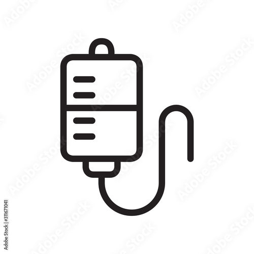 Infuse, blood bag icon in trendy outline style design. Vector graphic illustration. Blood transfusion icon for website design, logo, app, and ui. Editable vector stroke.Pixel perfect. EPS 10.