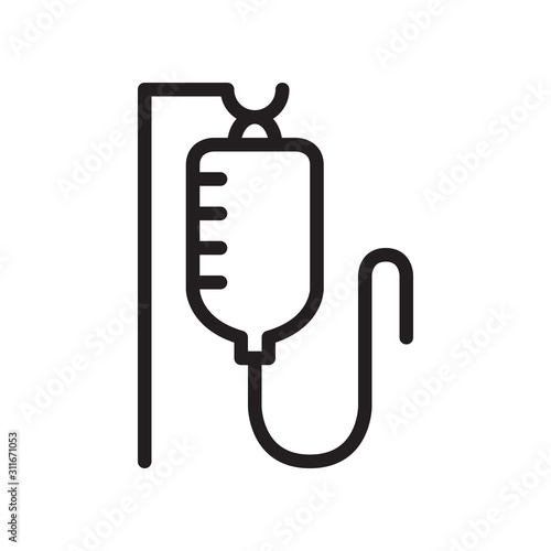 Infuse, blood bag icon in trendy outline style design. Vector graphic illustration. Blood transfusion icon for website design, logo, app, and ui. Editable vector stroke.Pixel perfect. EPS 10.