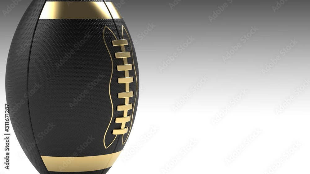 Gold-black American football standard ball under black-white background. 3D  CG. 3D illustration. 3D high quality rendering. Stock Illustration | Adobe  Stock
