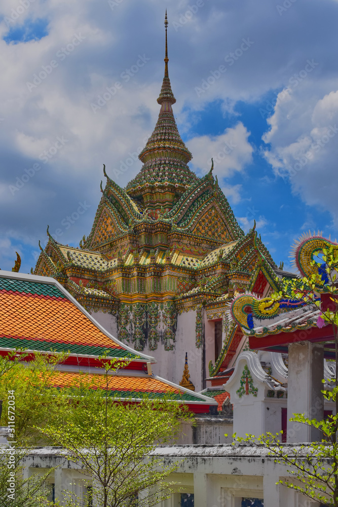 Adornment with tile mosaic, inside of Wat Pho, Bangkok (part 11)