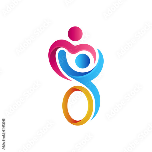 Logo design of disabled people care and support, Disabilities charity logo,   People with disabilities protection logo, Icon help disabled people, Human sitting on the wheelchair vector illustration