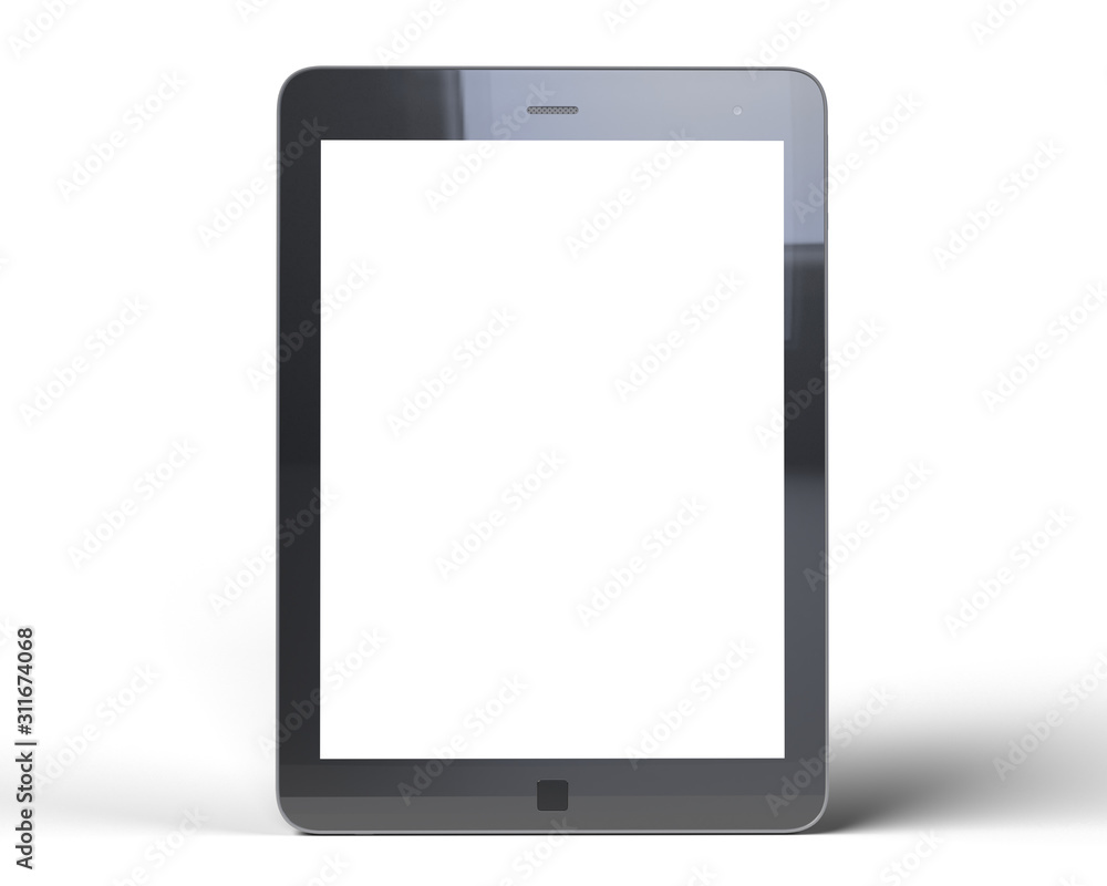 3d rendering of a digital tablet - isolated on white background, with clipping path. Realistic 3d rendering object isolated from background 3d rendering of a digital tablet - isolated on white background, with clipping path. Realistic 3d rendering object isolated from background