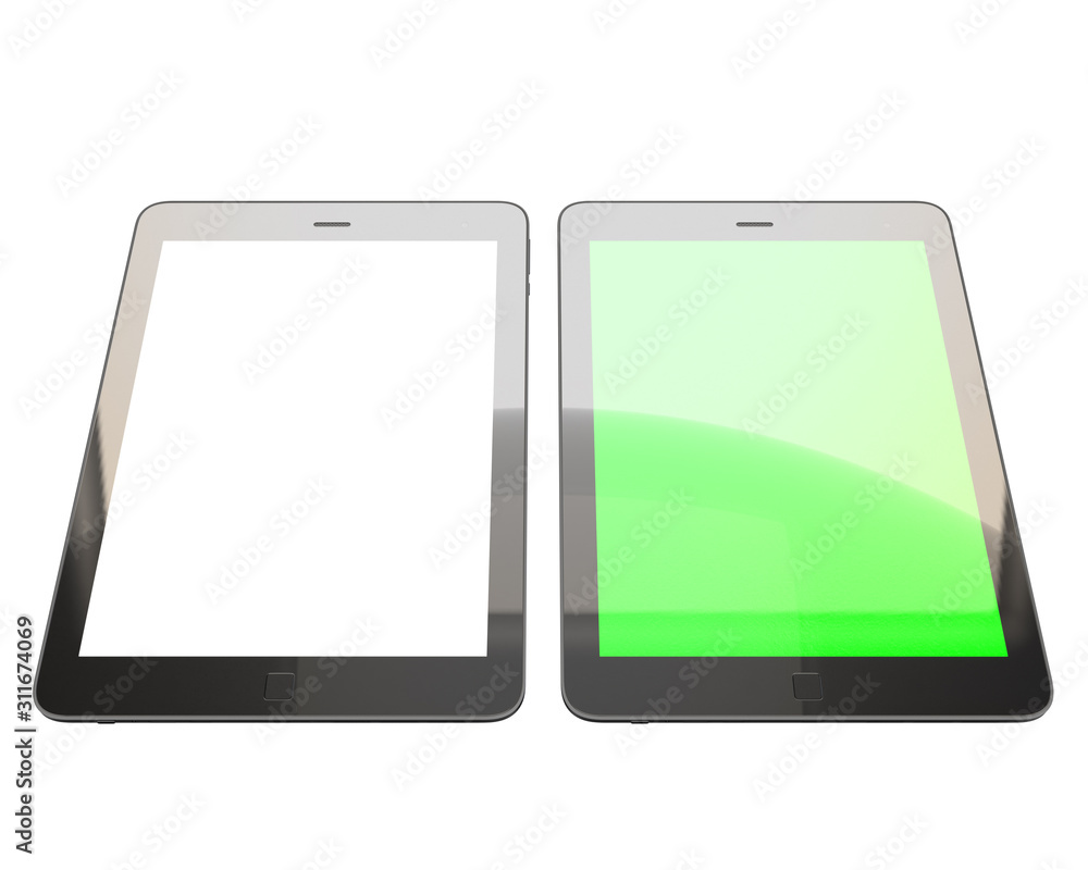 3d rendering of a digital tablet - isolated on white background, with clipping path. Realistic 3d rendering object isolated from background 3d rendering of a digital tablet - isolated on white background, with clipping path. Realistic 3d rendering object isolated from background
