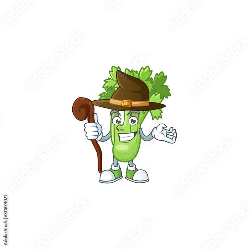 Happy Face Witch celery plant cartoon character style