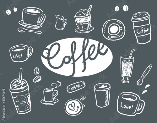 カフェ コーヒー イラスト 線画 ショップカード Stock Vector Adobe Stock